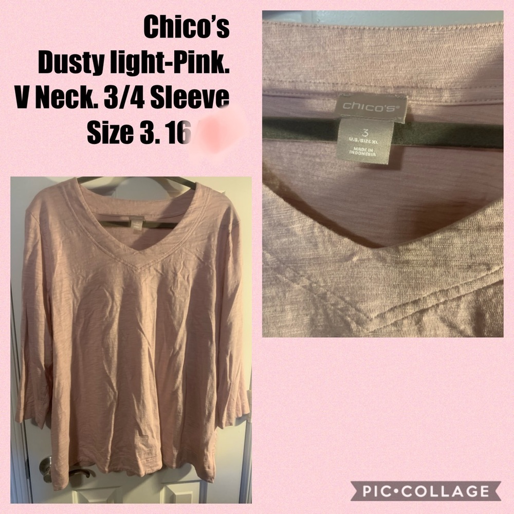 Chico’s Dusty Pink V neck Top